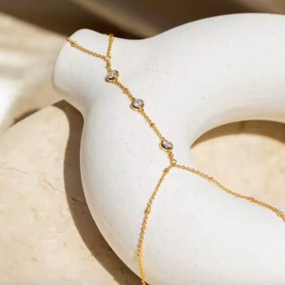 14K Gold Filled Bohemian Hand Chain Bracelet - Picture 3 of 5